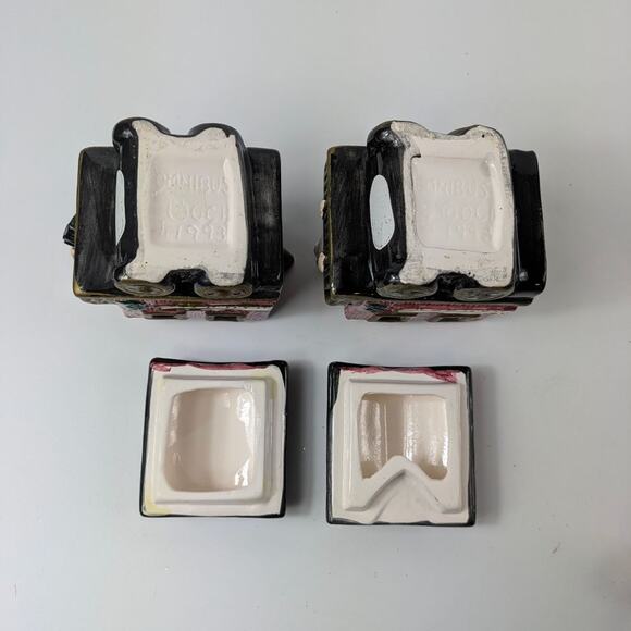 Omnibus Santa Clause Train Sugar Creamer Set Fitz & Floyd 1993 Christmas Vintage - Picture 9 of 16